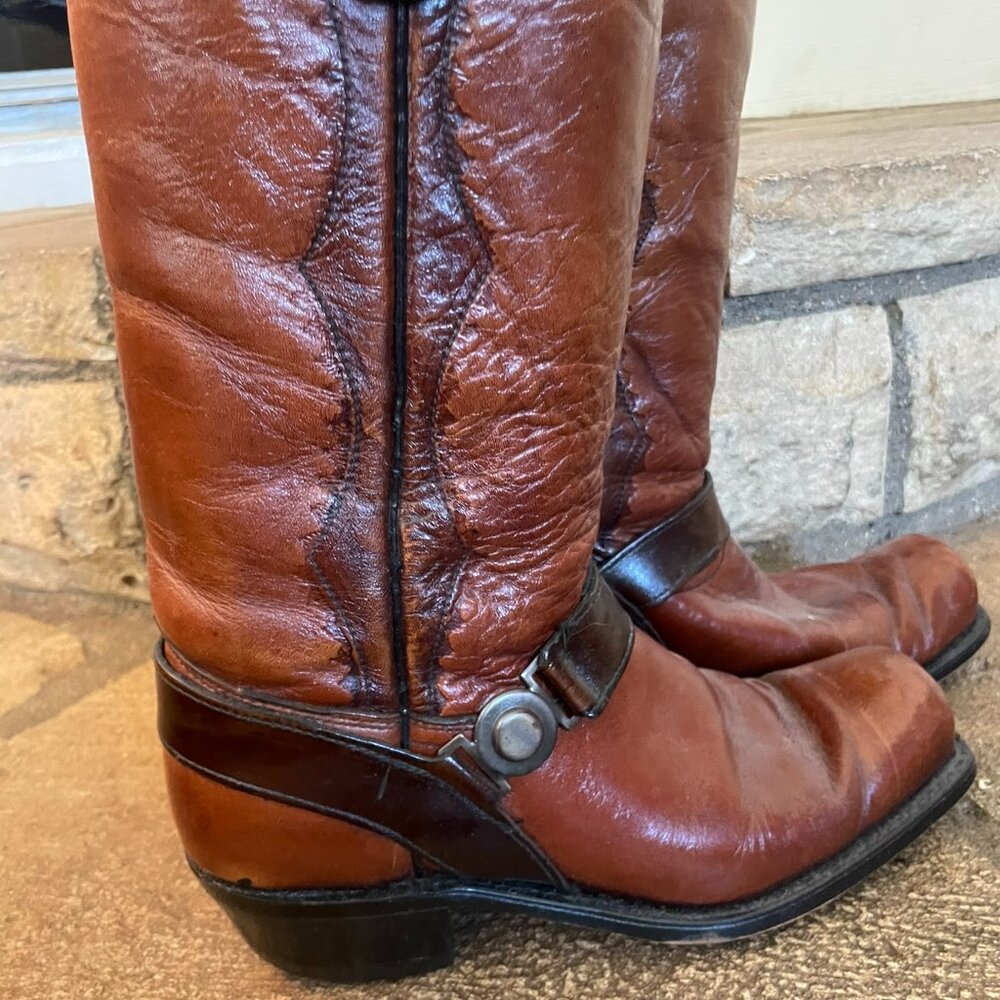 Vintage Southwestern Leather Cowboy/Biker/Motorcycle Boots